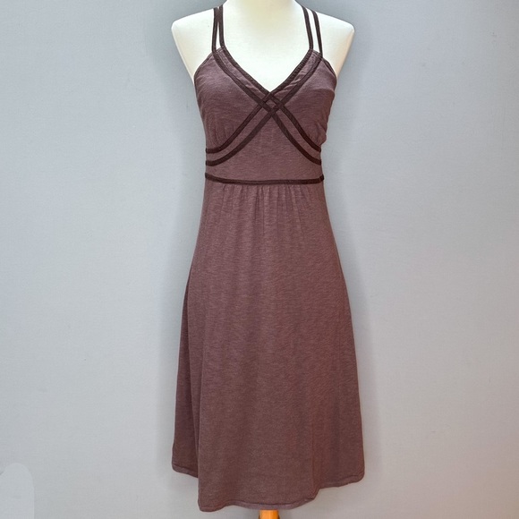 ATHLETA crisscross strappy sundress in chocolate brown, S. - Picture 3 of 10